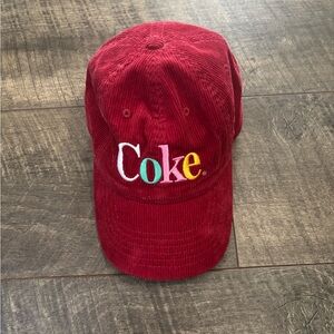 Coke brand Corduroy Cap in Red  Logo Hat